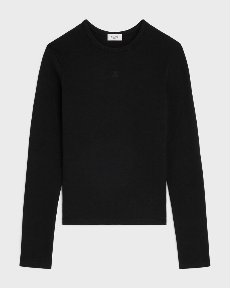 t-shirt manches longues triomphe jersey coton côtelé - Noir -  - 1 | CELINE