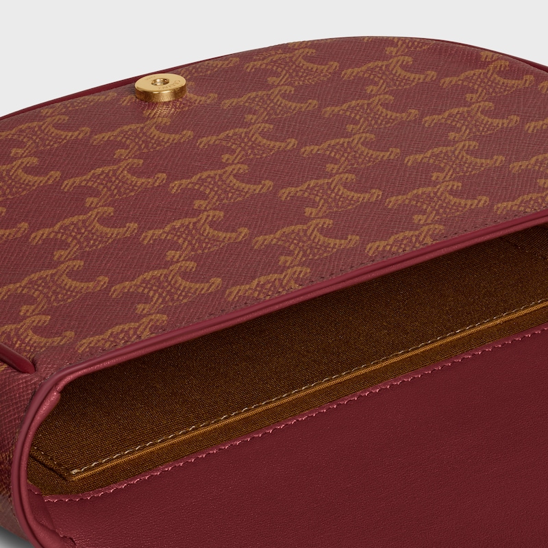 FOLCO SHOULDER BAG IN TRIOMPHE CANVAS AND CALFSKIN - BURGUNDY/TAN - TRIOMPHE CANVAS - 1 | CELINE