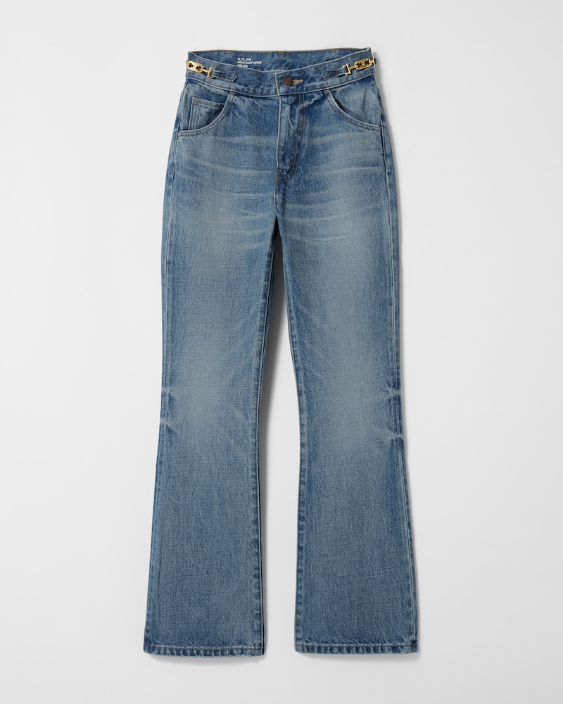 DYLAN FLARED JEANS WITH SIGNATURE IN cotton denim - UNION WASH -  - 1 | CELINE