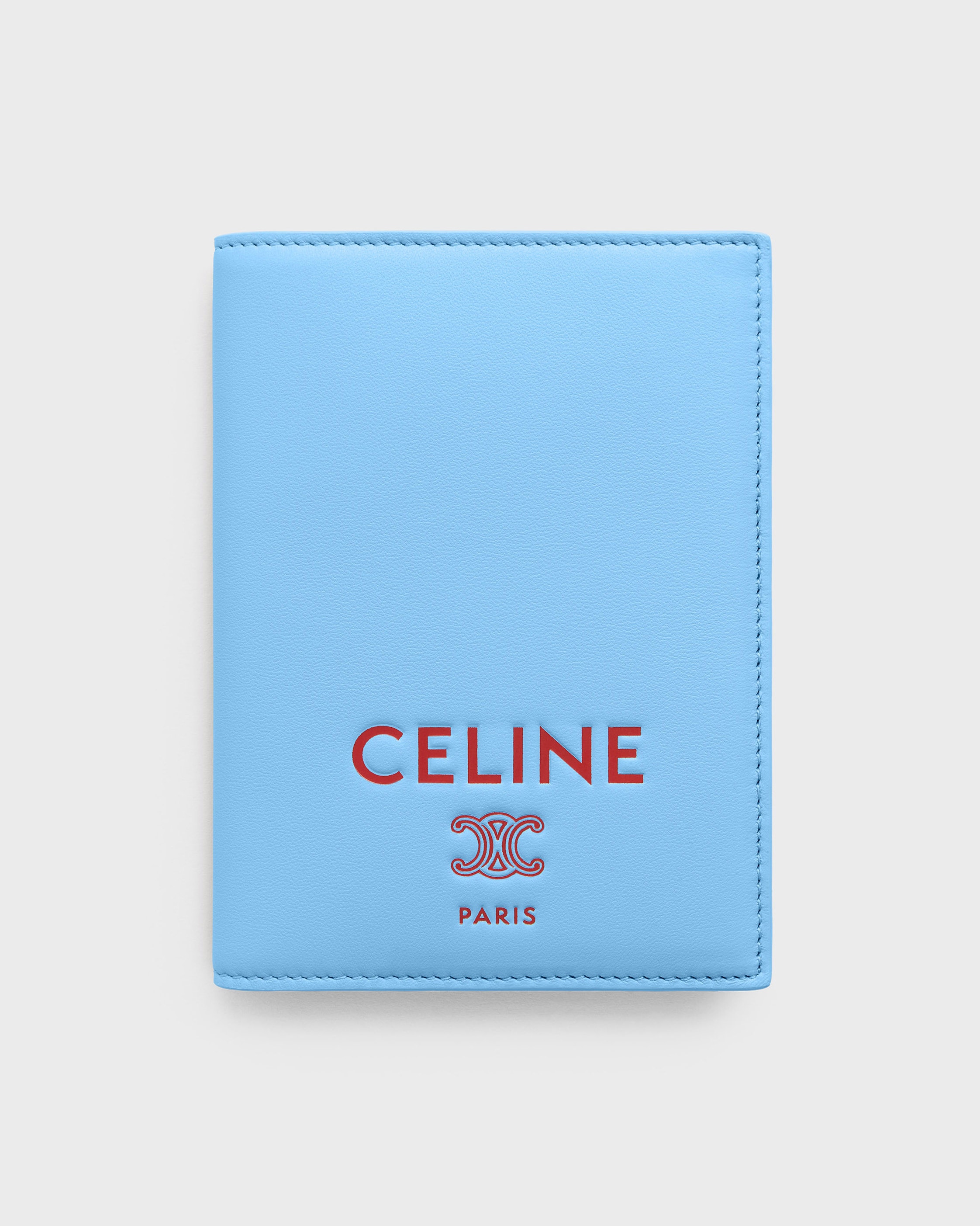 PASSPORT COVER TAKEAWAY IN SMOOTH LAMBSKIN - SKY BLUE / RED | CELINE