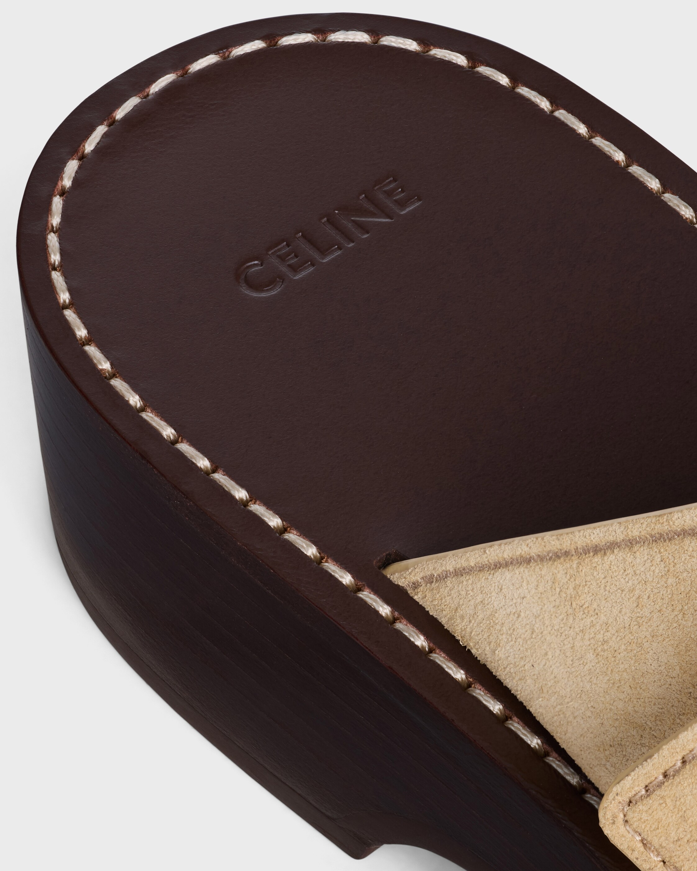 CLEO - DOUBLE STRAP SANDAL IN SUEDE CALFSKIN - BEIGE | CELINE