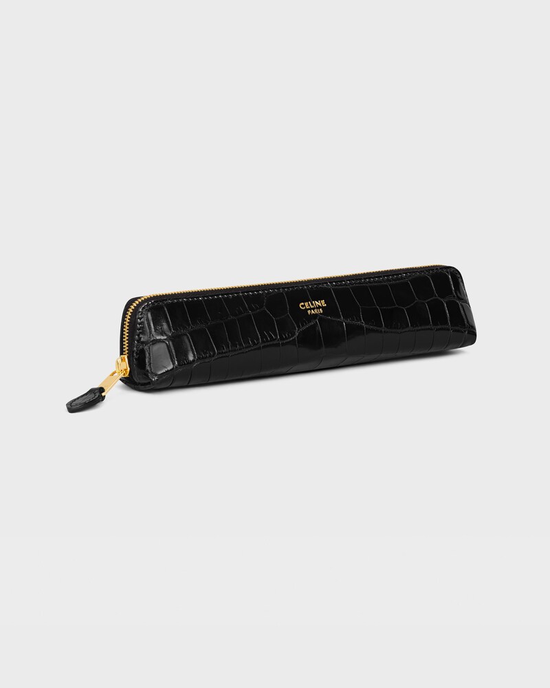 Pencil case in Niloticus Crocodile - BLACK - STATIONERY - 1 | CELINE