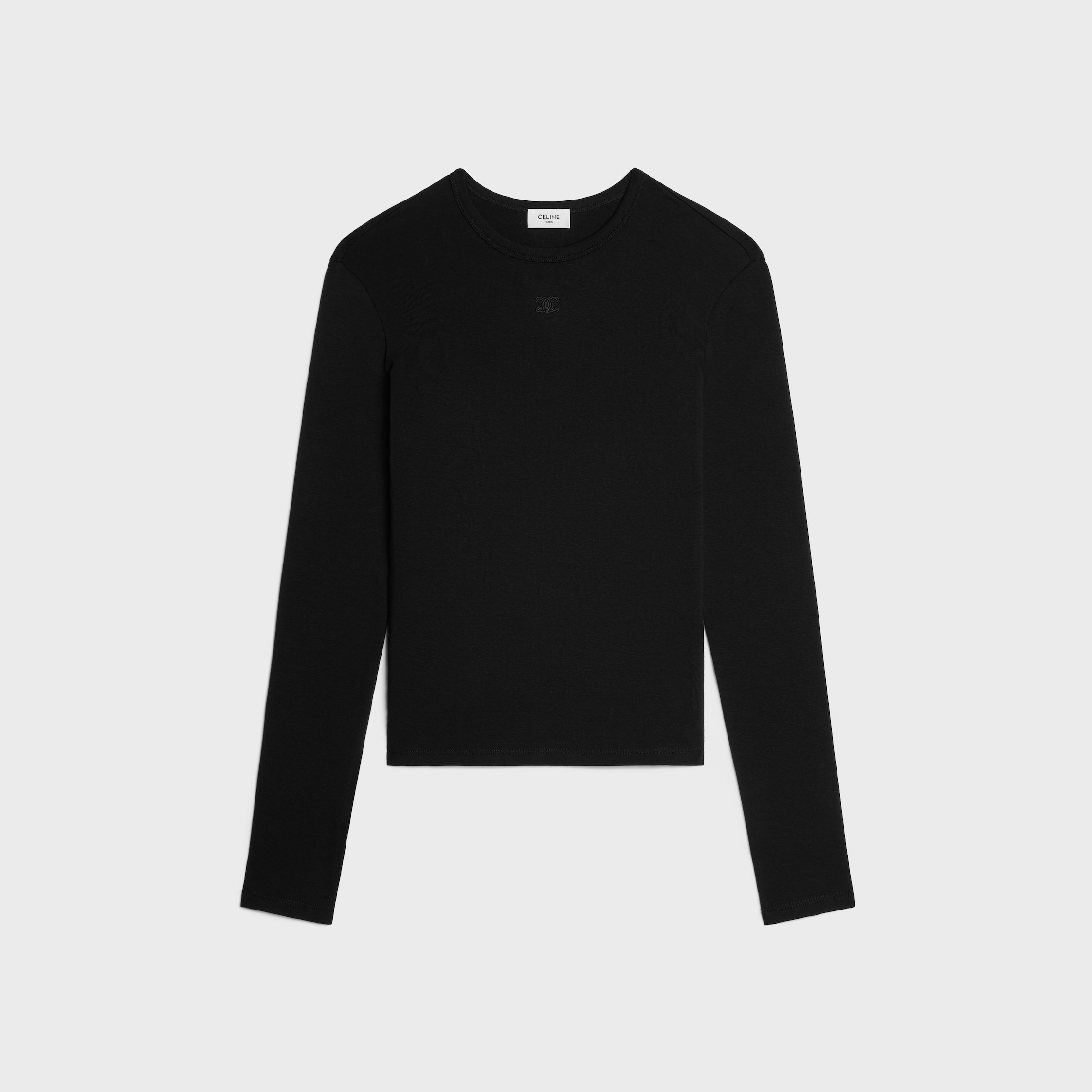 CELINE triomphe long-sleeved t-shirt IN RIBBED COTTON JERSEY