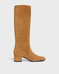 LES BOTTES CELINE TRIOMPHE HIGH BOOT IN SUEDE CALFSKIN - HAVANA -  - 1 | CELINE