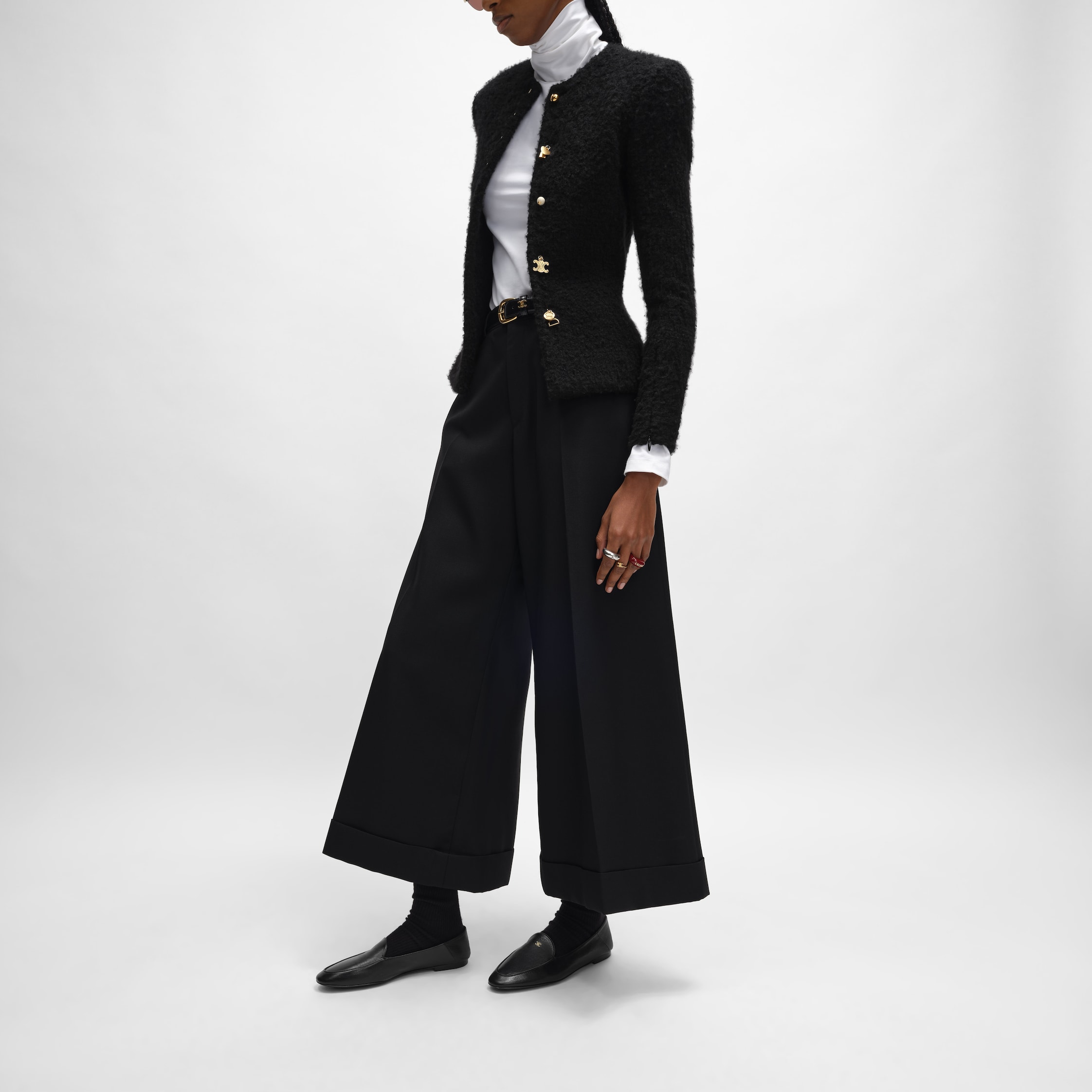 docks trousers IN wool gabardine - BLACK | CELINE