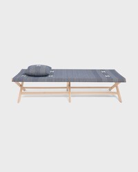 SUN BED IN WOOD AND JACQUARD TEXTILE - BLUE / BEIGE - LIFESTYLE - 2 | CELINE