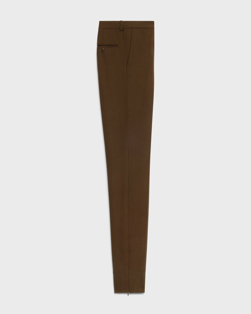 slim trousers IN stretch wool gabardine - KAKI MARRON -  - 1 | CELINE