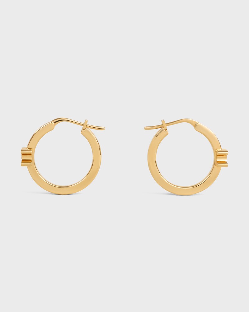 Triomphe Hoops in Enamel and Brass with Gold Finish - GOLD / IVORY - EARRINGS - 1 | CELINE