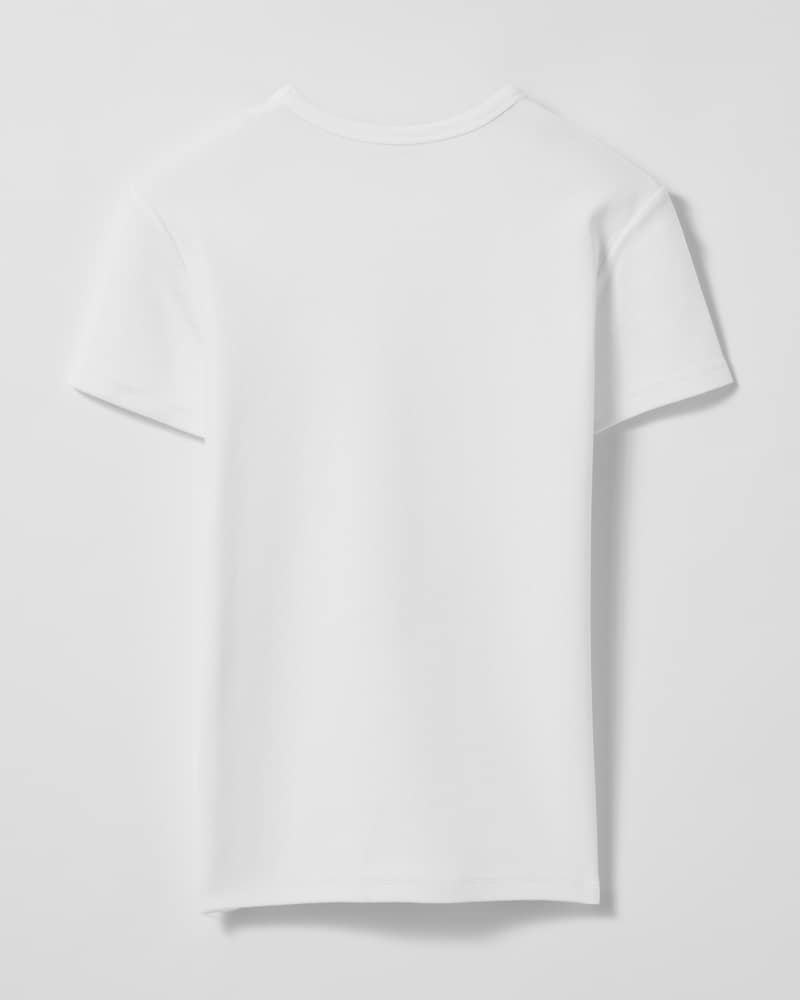t-shirt IN ribbed cotton jersey - xhite/blue -  - 1 | CELINE