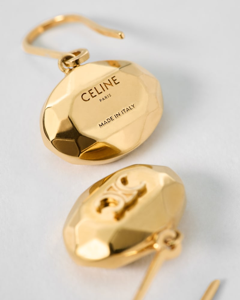 TRIOMPHE FACET EARRINGS IN BRASS WITH GOLD FINISH - GOLD - EARRINGS - 1 | CELINE