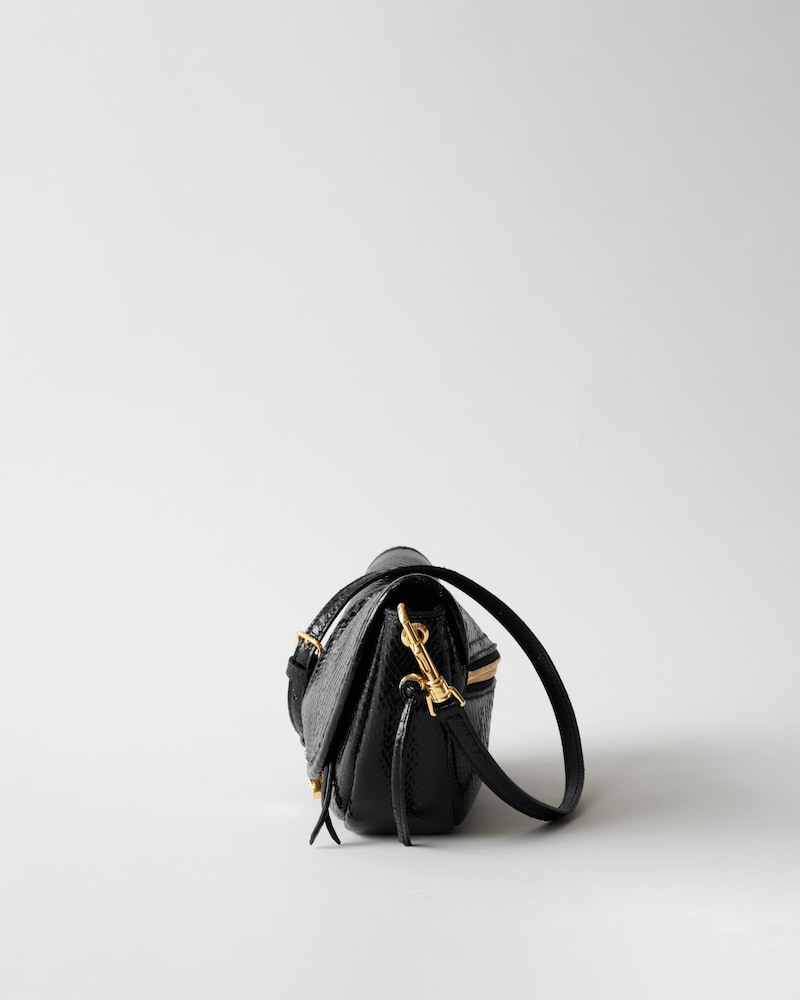 SOFT TRIOMPHE LITTLE HALFMOON หนังไพธอน - สีดำ - กระเป๋าสะพายไหล่ - 1 | CELINE