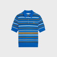 short-sleeved polo sweater IN fine cotton - BLUE/ORANGE -  - 1 | CELINE