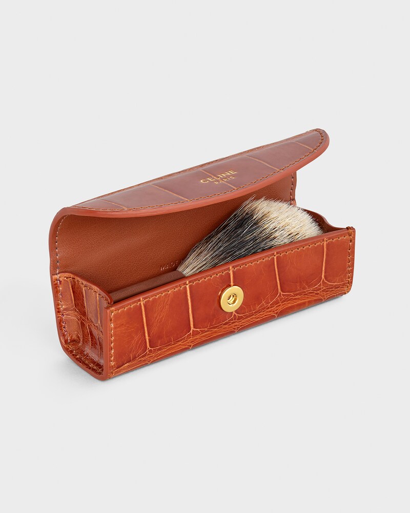 Brass Shaving Brush in Alligator - Tan - BEAUTY ACCESSORIES - 1 | CELINE