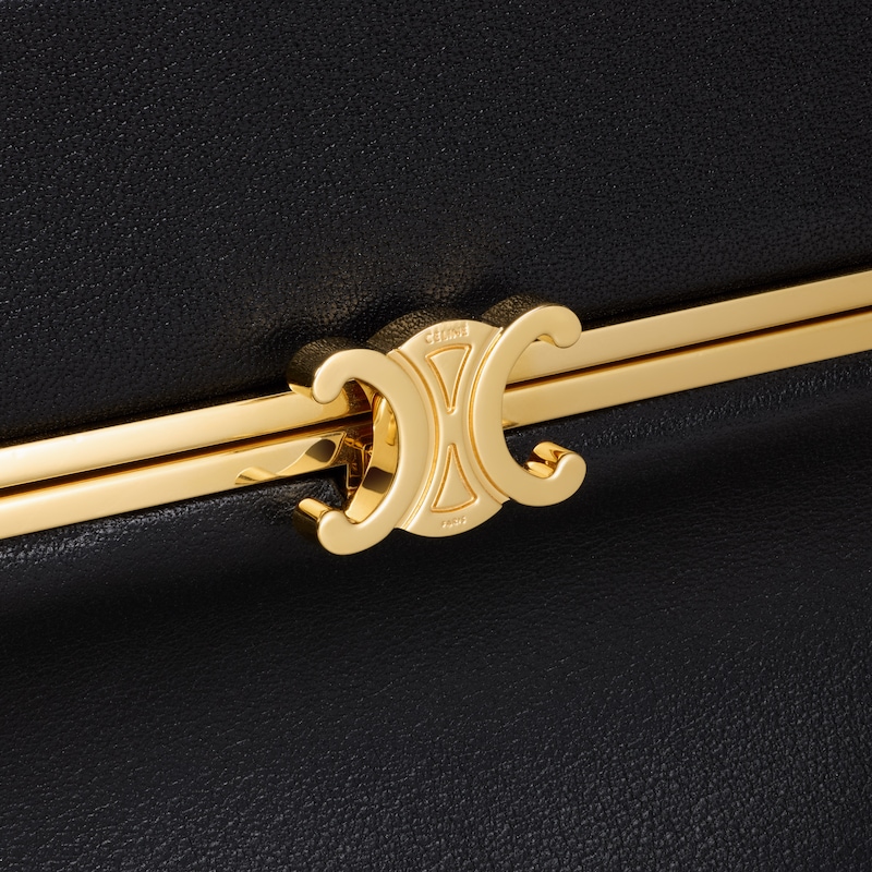 RECTANGLE柔軟牛皮革手袋 - 黑色 - TRIOMPHE FRAME - 1 | CELINE