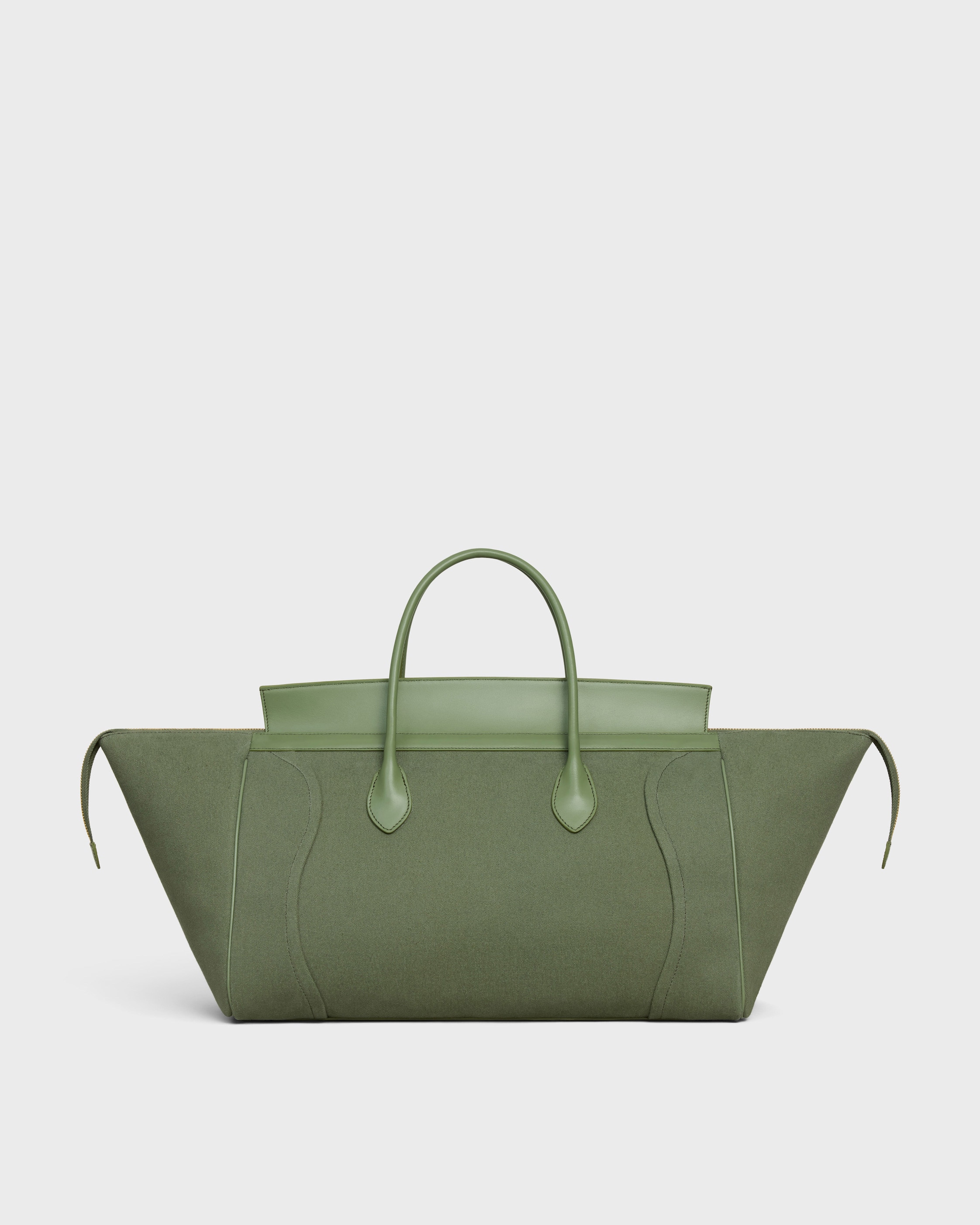 BIG LUGGAGE IN TEXTILE AND NATURAL CALFSKIN - KHAKI | CELINE