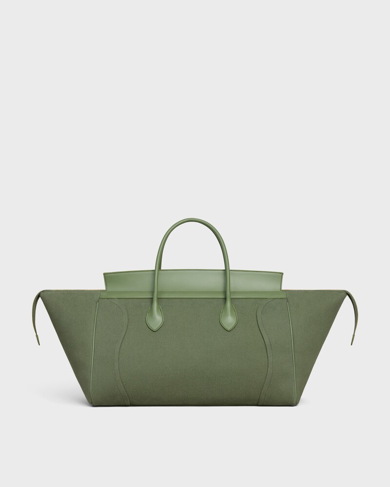 MALETA GRANDE DE TEJIDO Y PIEL DE BECERRO NATURAL - CAQUI - LUGGAGE - 1 | CELINE