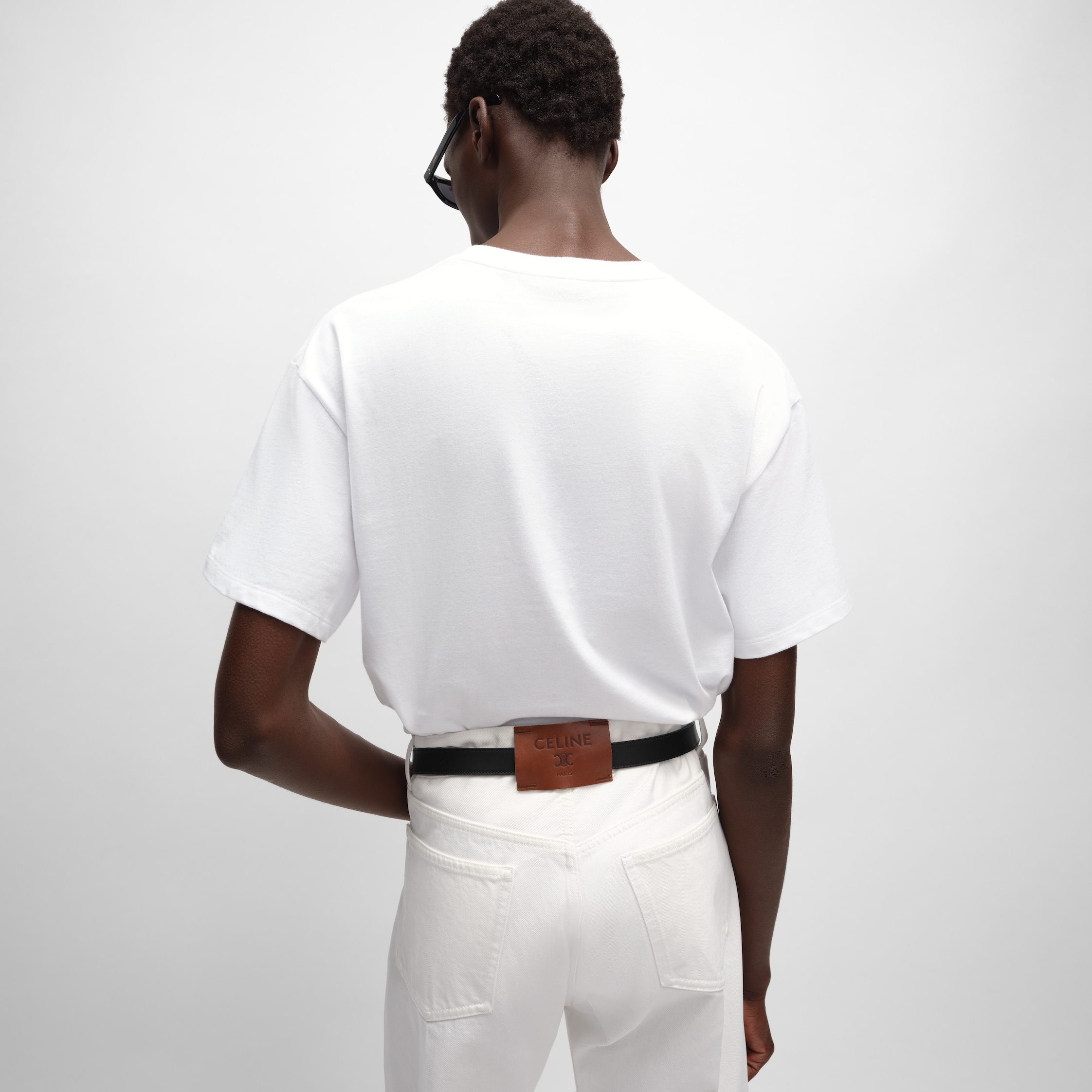 t-shirt IN cotton jersey - OPTIC WHITE/BLACK | CELINE