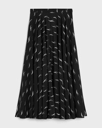 skirt IN crepe de chine - NOIR/CRAIE -  - 1 | CELINE