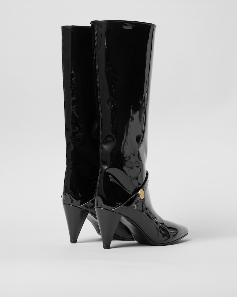 CONIC HIGH BOOT IN PATENT CALFSKIN - BLACK -  - 1 | CELINE