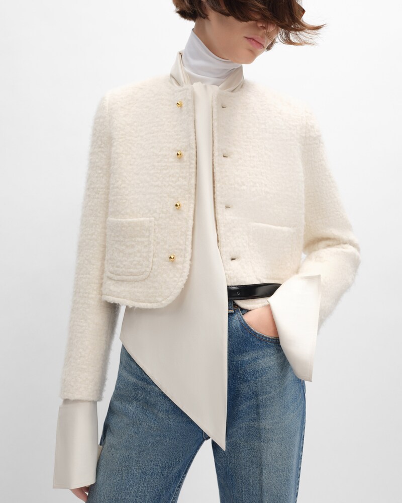 icone jacket IN cashmere and wool natté - WHITE -  - 1 | CELINE