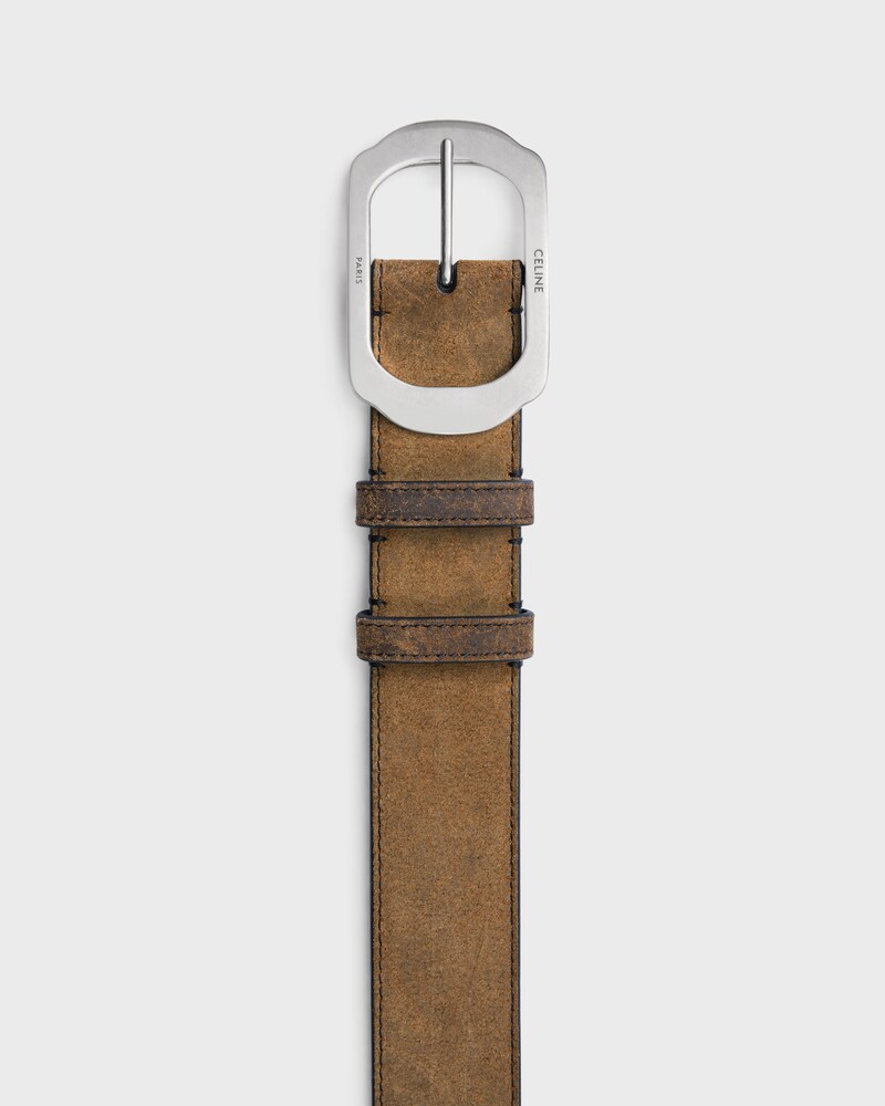 BC-21 35MM BELT IN Suede Calfskin with waxed effect - BROWN -  - 1 | CELINE