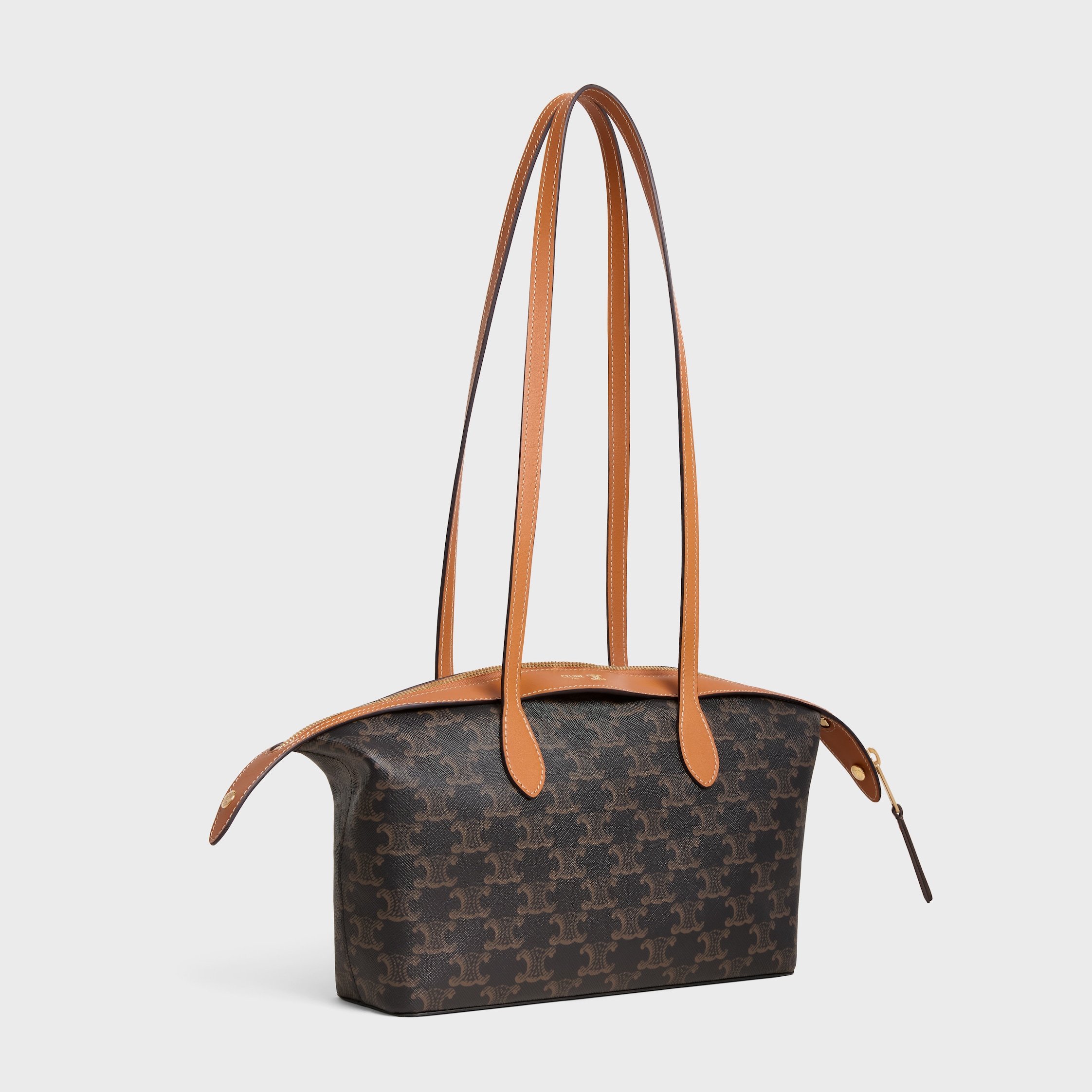 SMALL DUFFLE BAG IN TRIOMPHE CANVAS AND NATURAL CALFSKIN - MIEL