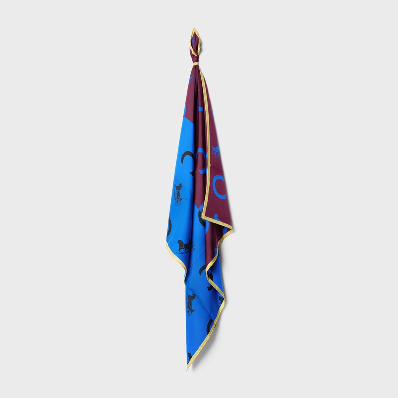 square IN silk twill - BURGUNDY / BLUE -  - 1 | CELINE