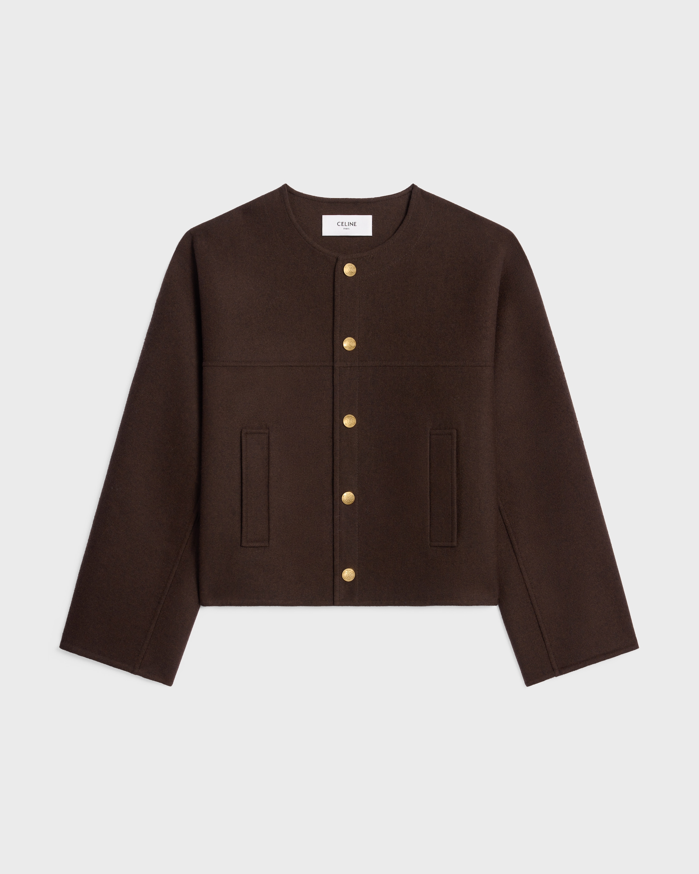 cardigan jacket IN DOUBLE FACE CASHMERE - BROWN | CELINE