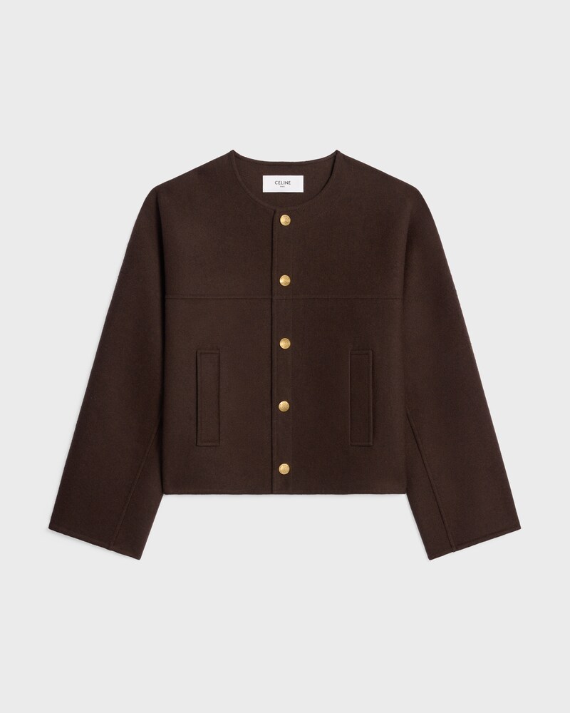 Jaqueta cardigan em caxemira dupla face - MARROM - - 1 | CELINE