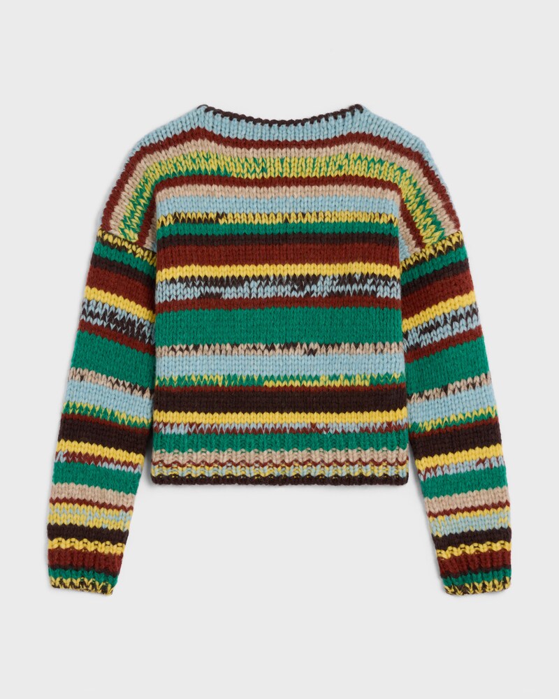 pull col rond LAINE ALPAGA MOULINé - GREEN/MULTICOLOR -  - 1 | CELINE