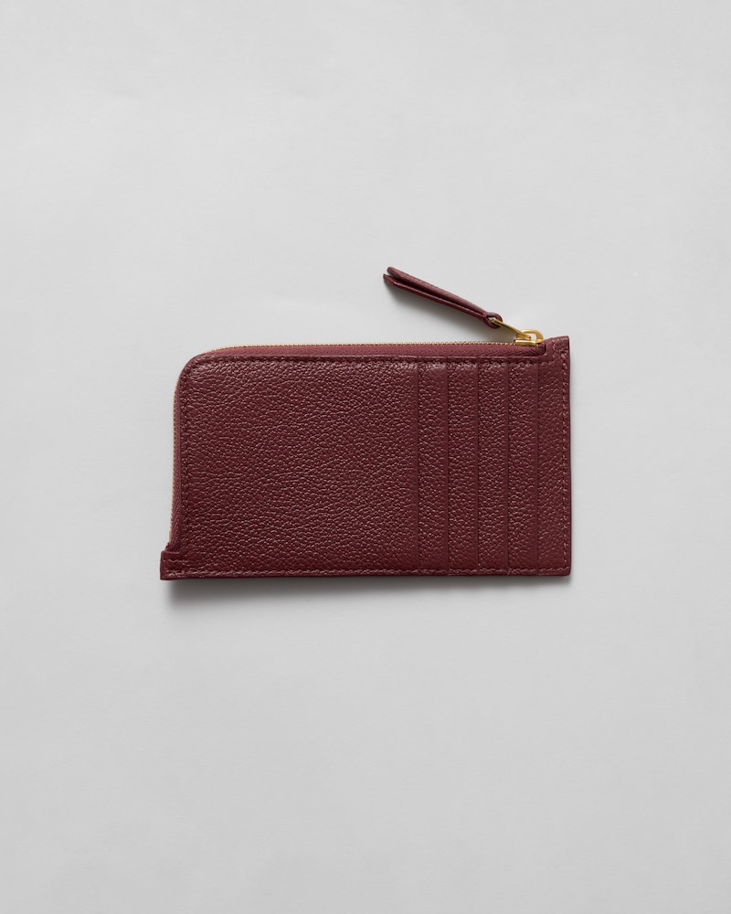 LONG ZIPPED CARD HOLDER IN GRAINED SUPPLE CALFSKIN - SYRAH / ULTRA RED - CARD HOLDERS - 1 | CELINE