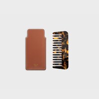 Small Hair Comb With Case in Smooth Calfskin - TAN - SMALL GIFTS - 2 | CELINE