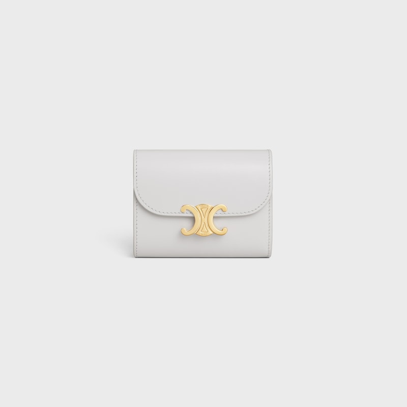 Small Flap Wallet TRIOMPHE in Shiny calfskin - Cloudy Grey - WALLETS - 1 | CELINE