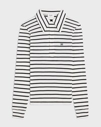 polo shirt IN striped silk jersey - OFF WHITE / BLACK -  - 1 | CELINE