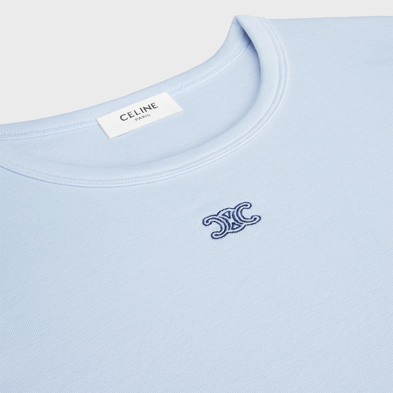 triomphe t-shirt IN RIBBED COTTON JERSEY - CIEL/NAVY -  - 1 | CELINE
