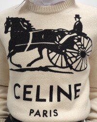 crewneck sweater IN cashmere - WHITE/BLACK 1 -  - 2 | CELINE
