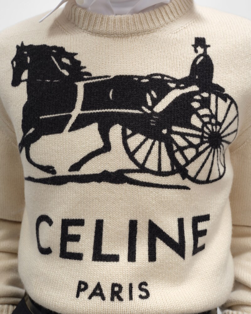 crewneck sweater IN cashmere - WHITE/BLACK 1 -  - 1 | CELINE
