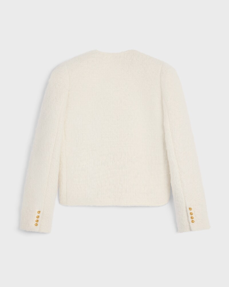 icone jacket IN cashmere and wool natté - WHITE -  - 1 | CELINE