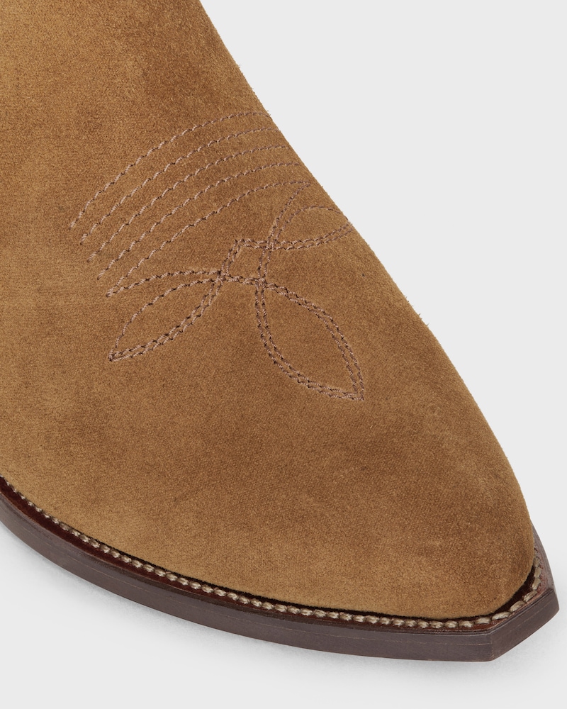 CELINE WESTERN ZIPPED BOOTS in Suede Calfskin - HAVANA -  - 1 | CELINE