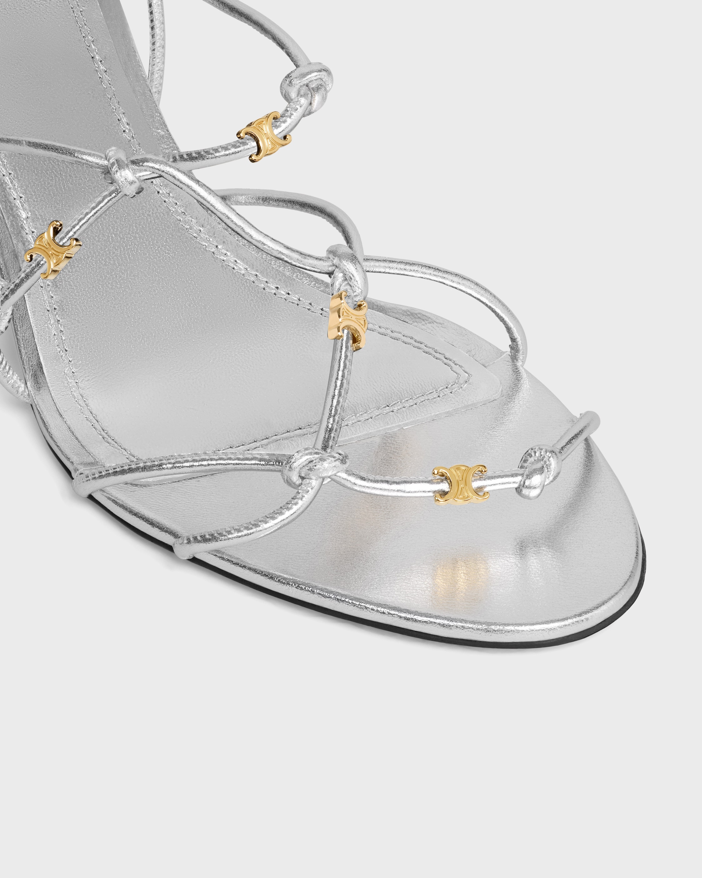 UPTOWN HEELED MULE IN GOATSKIN IN LAMINATED LAMBSKIN - SILVER | CELINE
