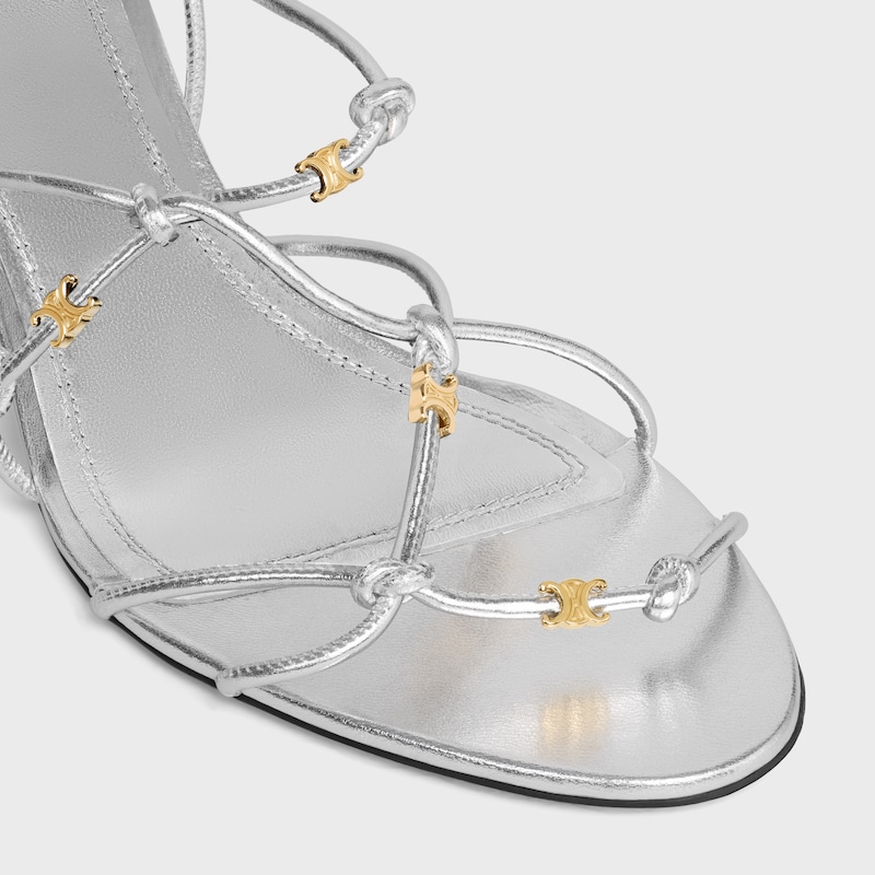 UPTOWN HEELED MULE IN GOATSKIN IN LAMINATED LAMBSKIN - SILVER -  - 1 | CELINE
