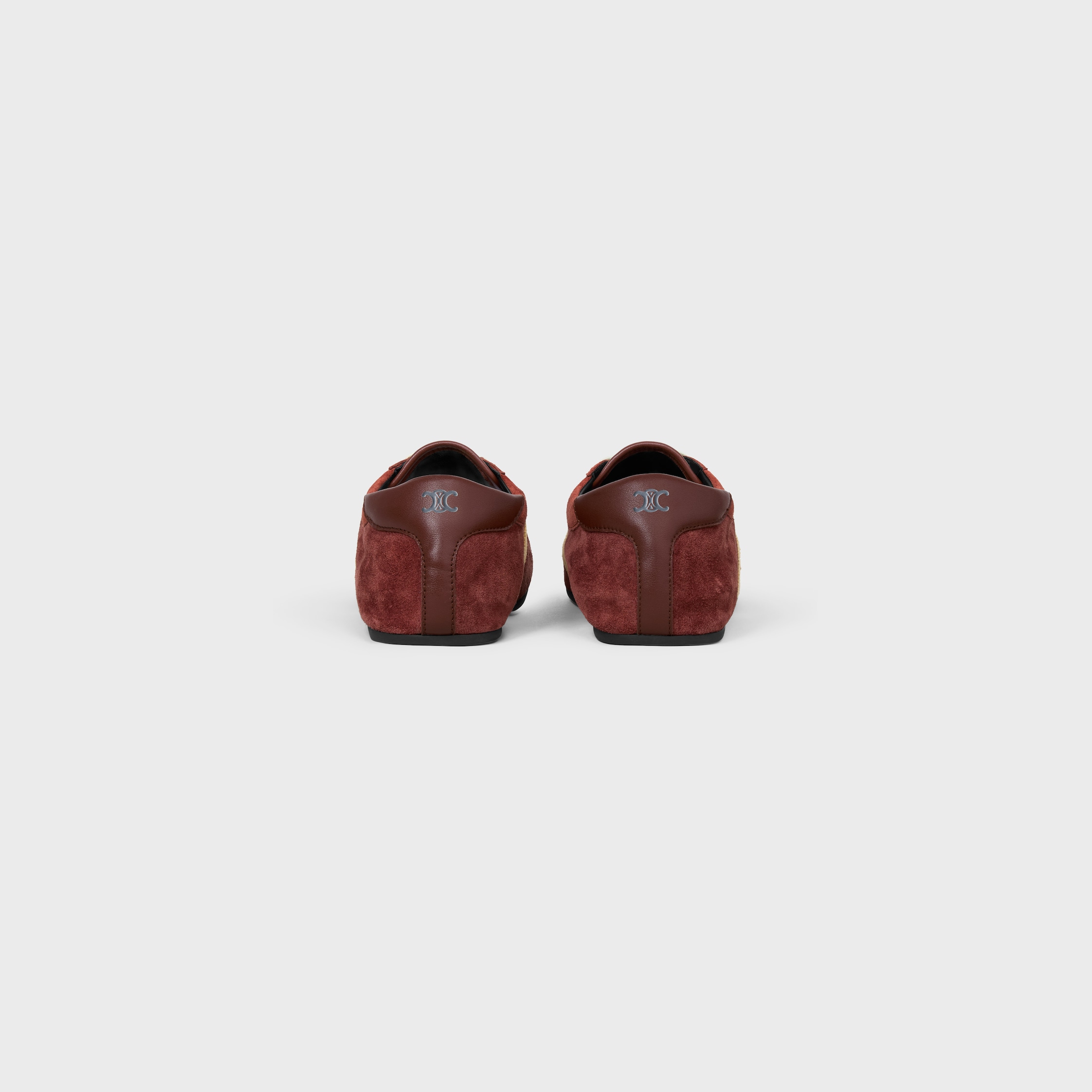 THE FLAT SNEAKER IN SUEDE CALFSKIN AND LAMBSKIN - RUST/ECRU | CELINE
