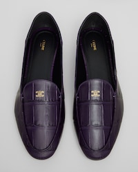 AURA SLIPPER IN CROC-STAMPED LEATHER - PURPLE -  - 2 | CELINE