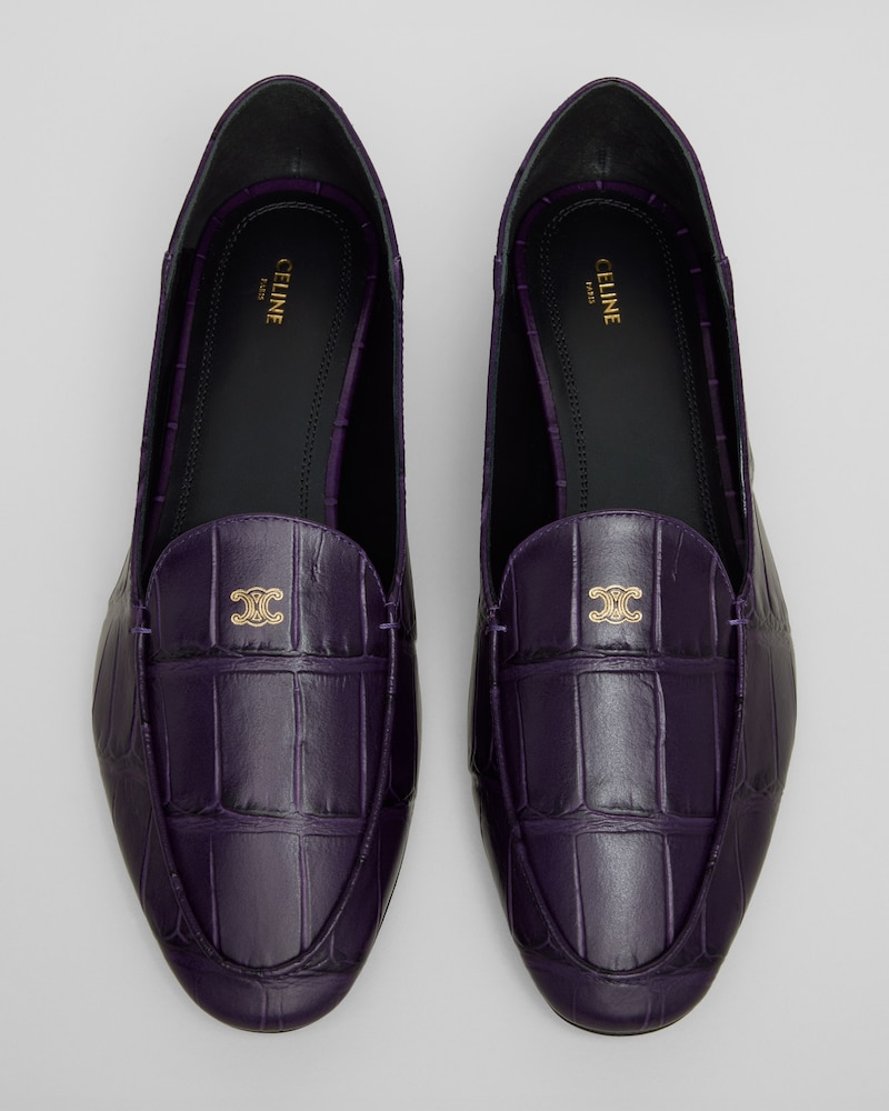 AURA SLIPPER IN CROC-STAMPED LEATHER - PURPLE -  - 1 | CELINE