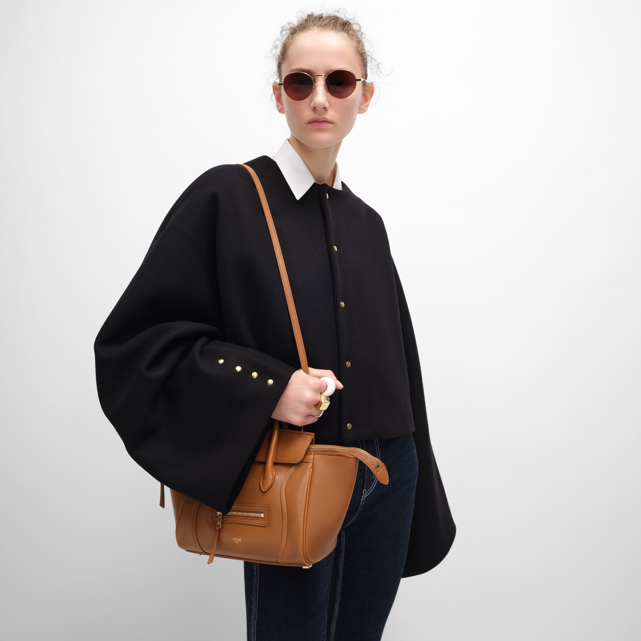 LITTLE LUGGAGE IN SUPPLE SHINY LAMBSKIN - SOFT TAN | CELINE