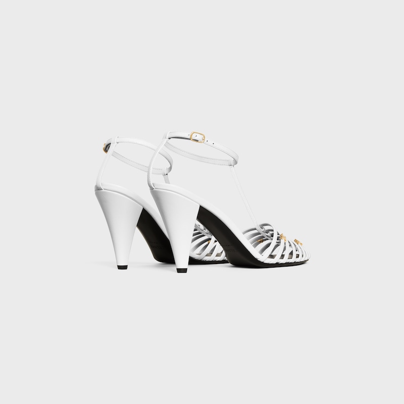 CAGE HEELED SANDAL IN GOATSKIN - Ultra White -  - 1 | CELINE