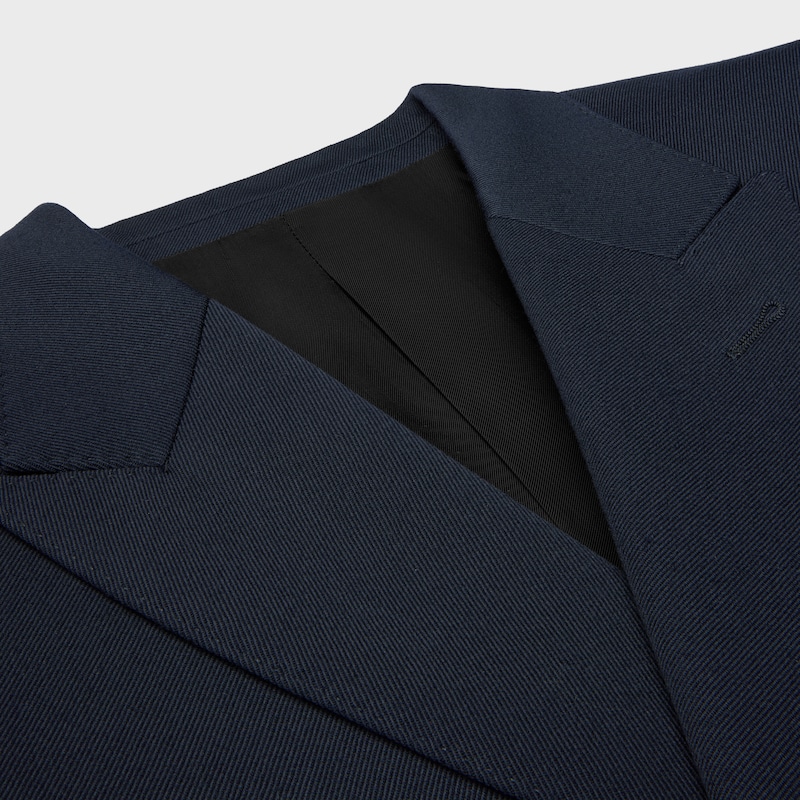 CLASSIC JACKET IN DIAGONAL WOOL - NAVY -  - 1 | CELINE