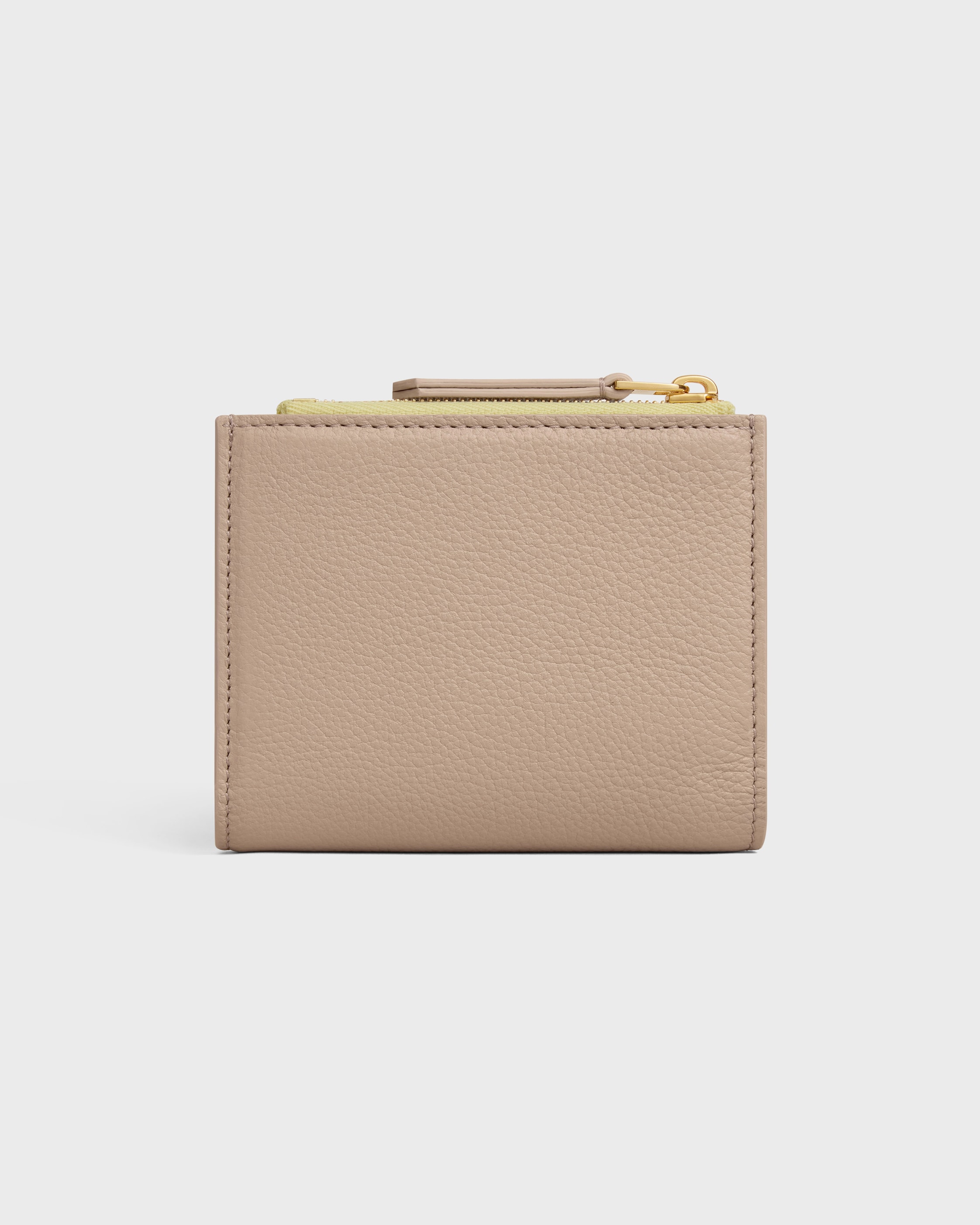 COMPACT WALLET TRIOMPHE STAMP IN SUPPLE GRAINED CALFSKIN - SAFARI