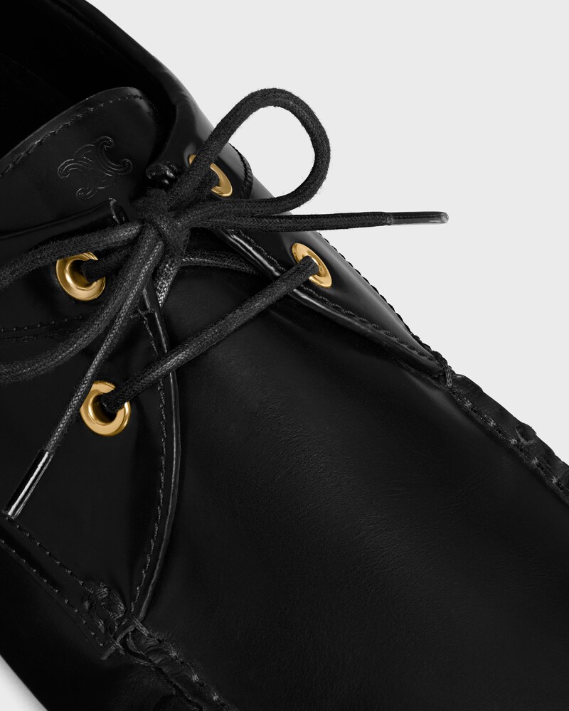 FLAT DERBY IN POLISHED BULLSKIN - BLACK -  - 1 | CELINE