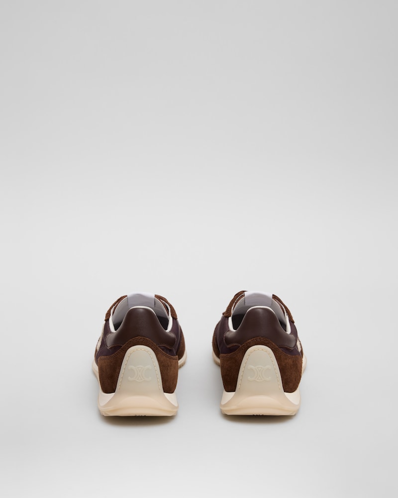 RACER SNEAKER IN NYLON, SUEDE AND LEATHER - DARK BROWN -  - 1 | CELINE